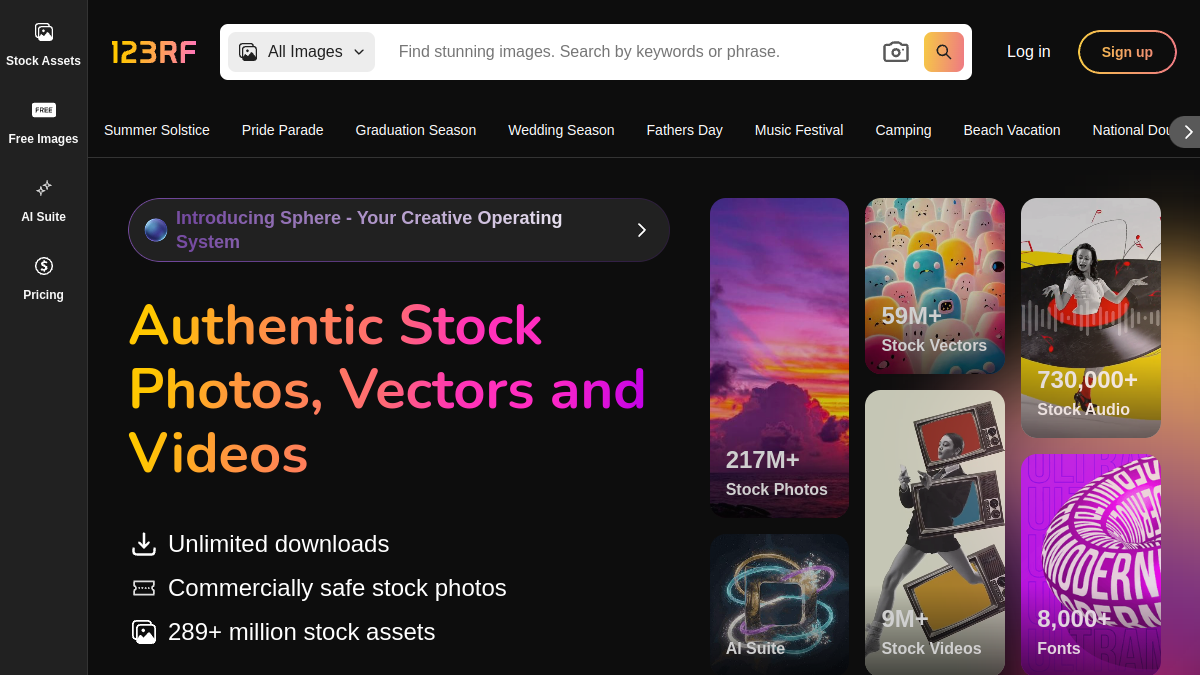 123RF AI Search Engine官网截图