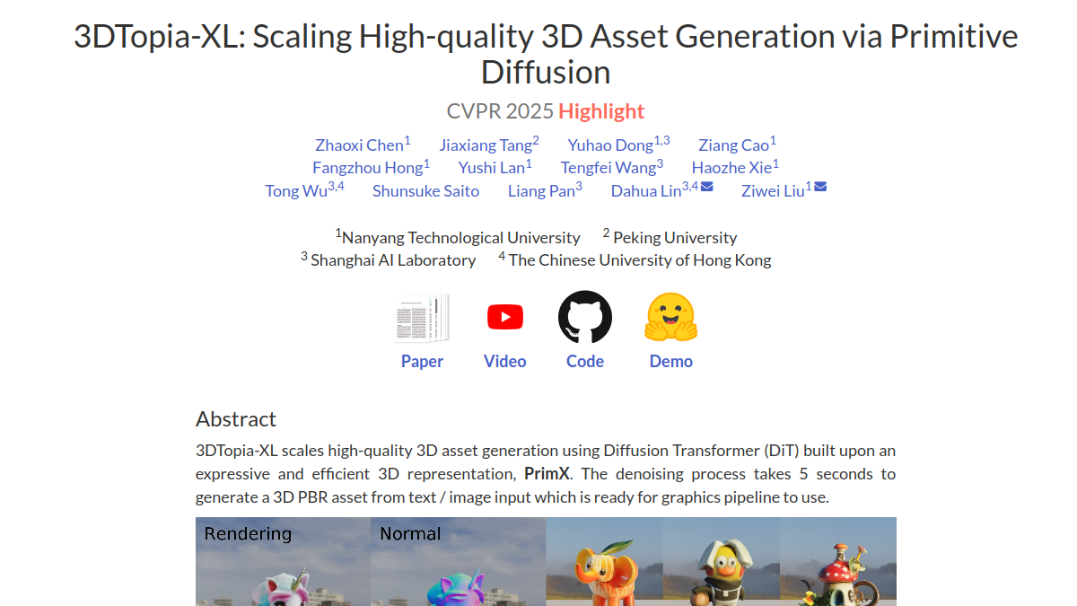 3DTopia-XL官网截图
