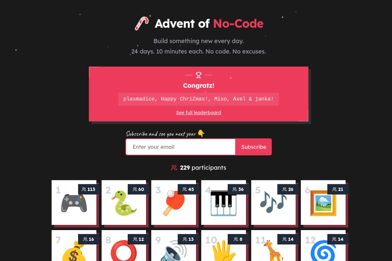 Advent of No-Code官网截图