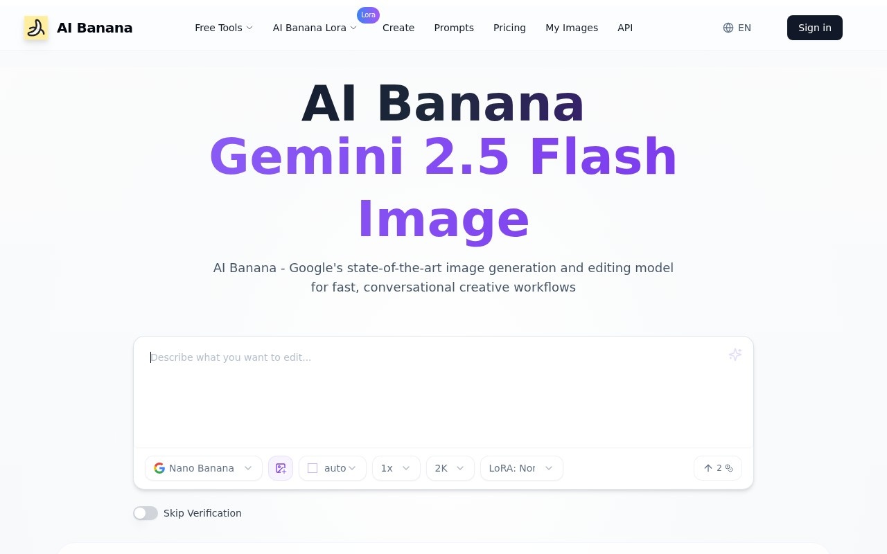 Nano Banana官网截图