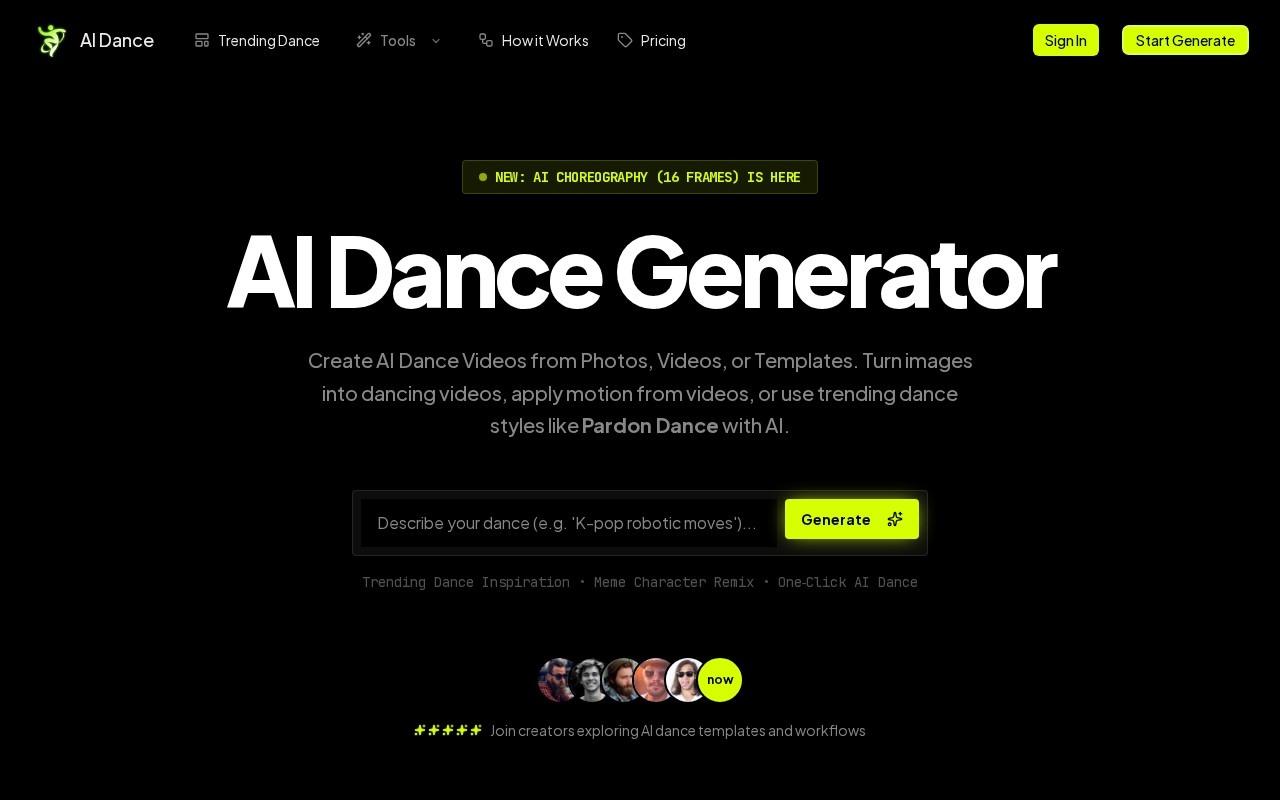 AI Dance Generator官网截图