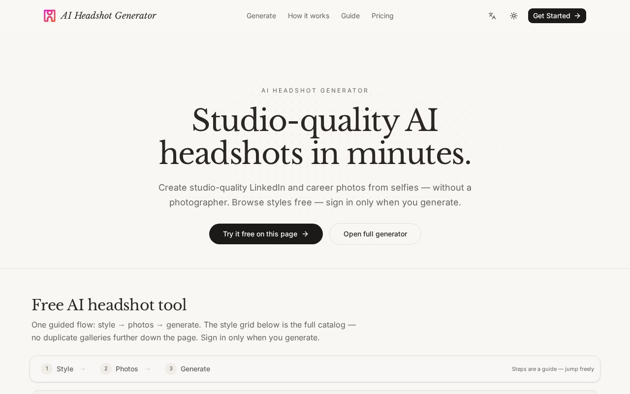 AI Headshot Generator官网截图