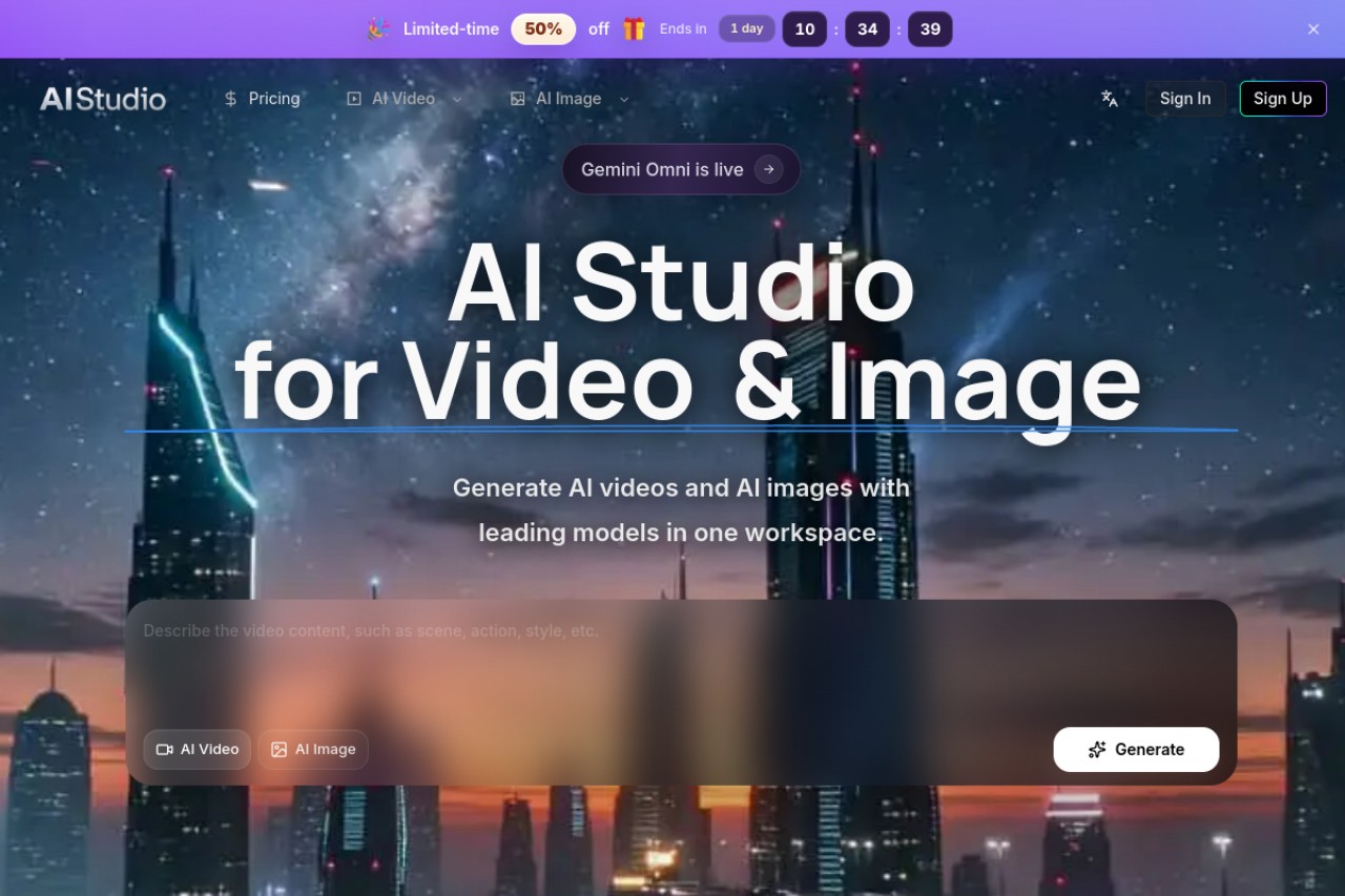 AI Studio for Video官网截图