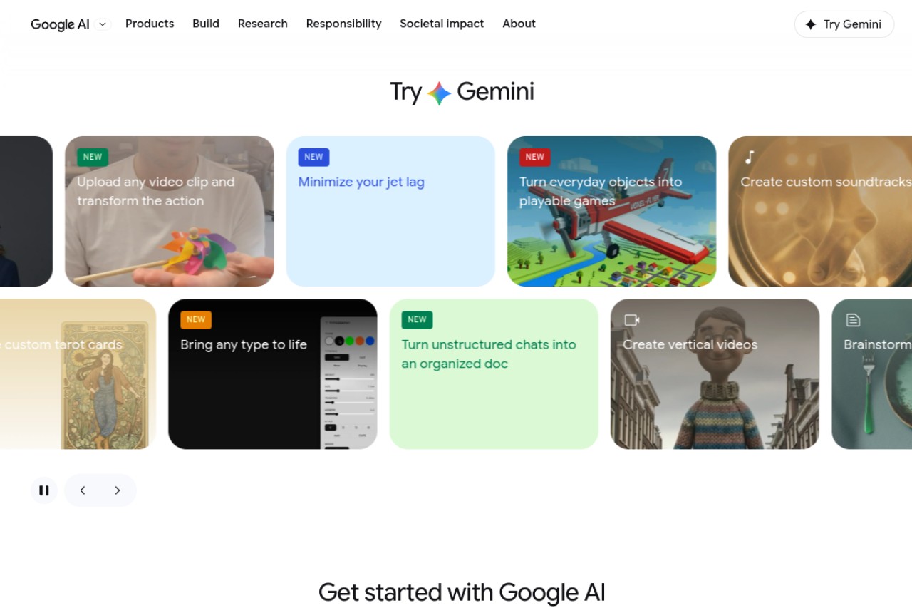 Google AI官网截图