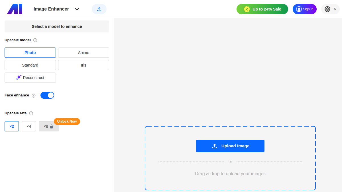 Nero AI Image Upscaler官网截图