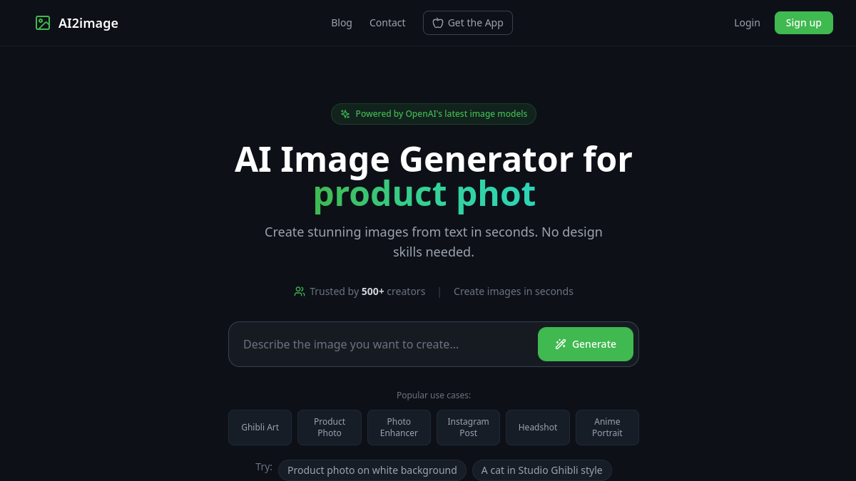 AI2image官网截图