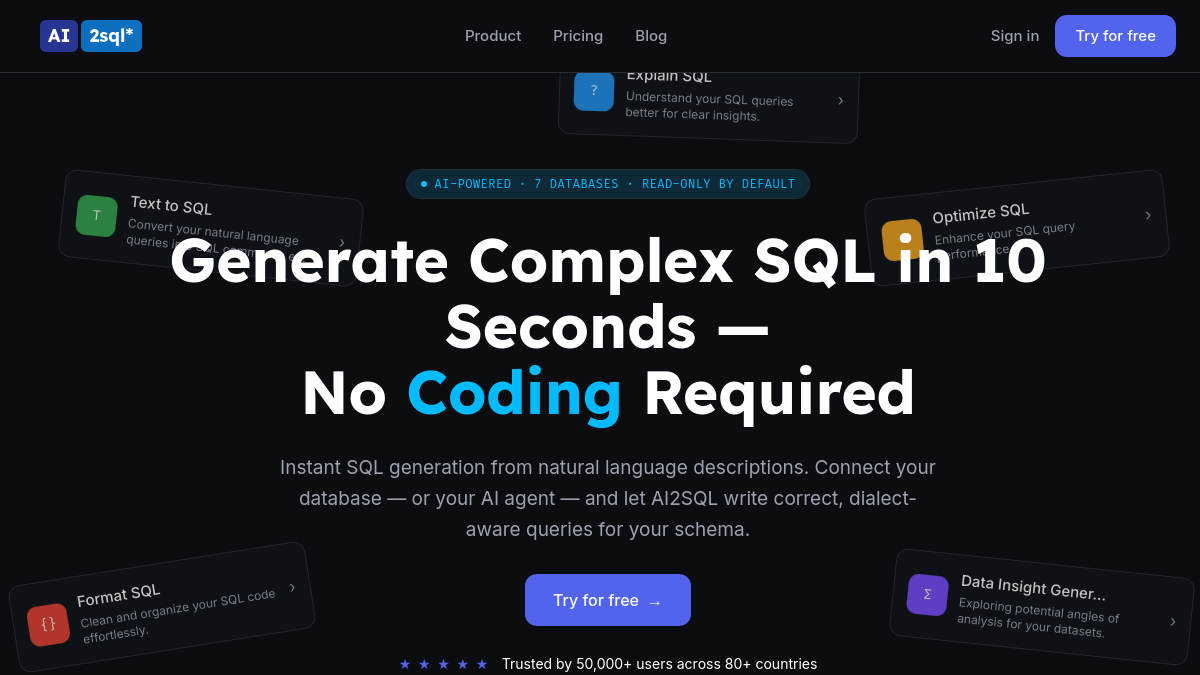 Ai2sql官网截图