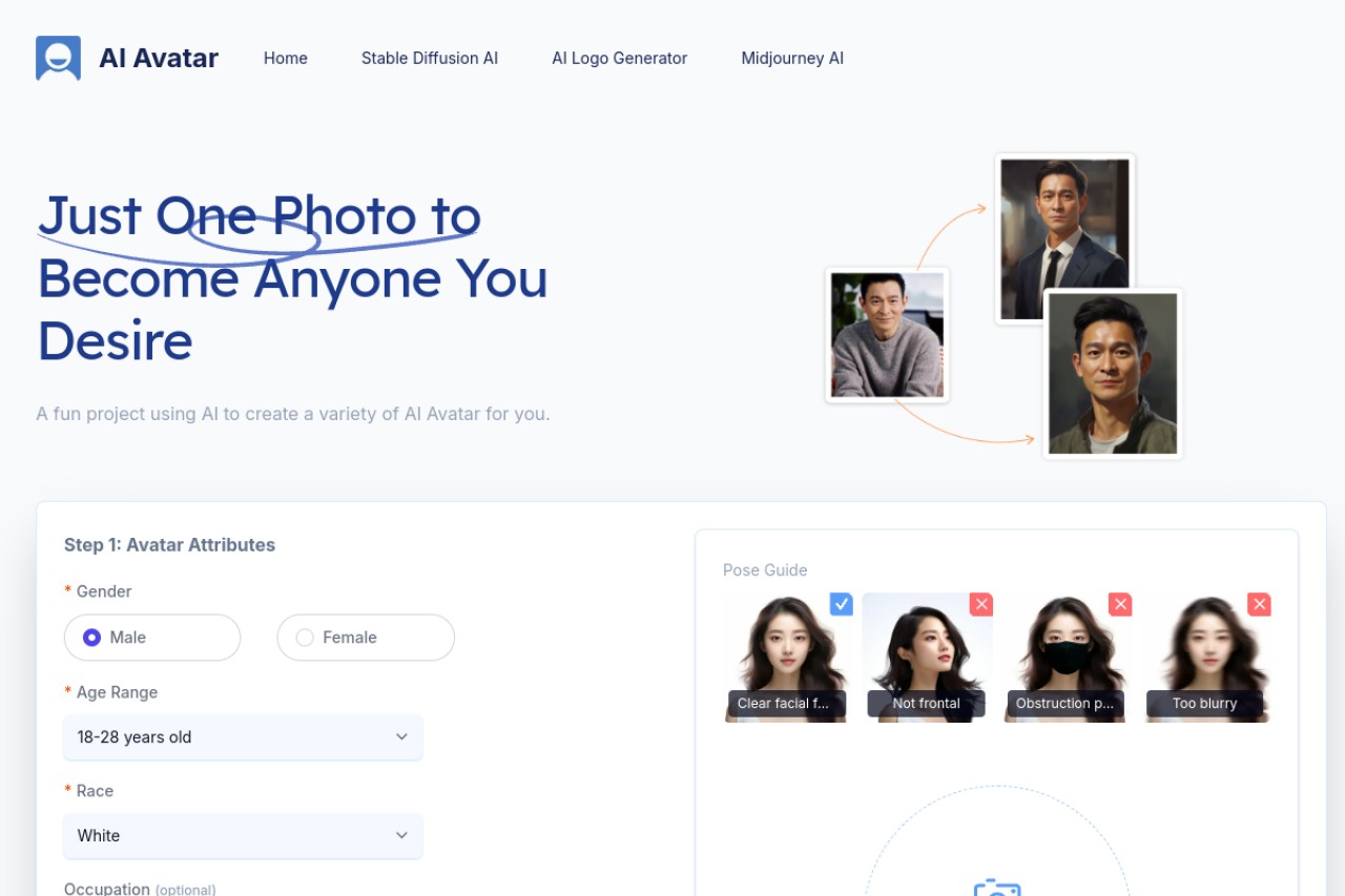 AI Avatar Generator官网截图