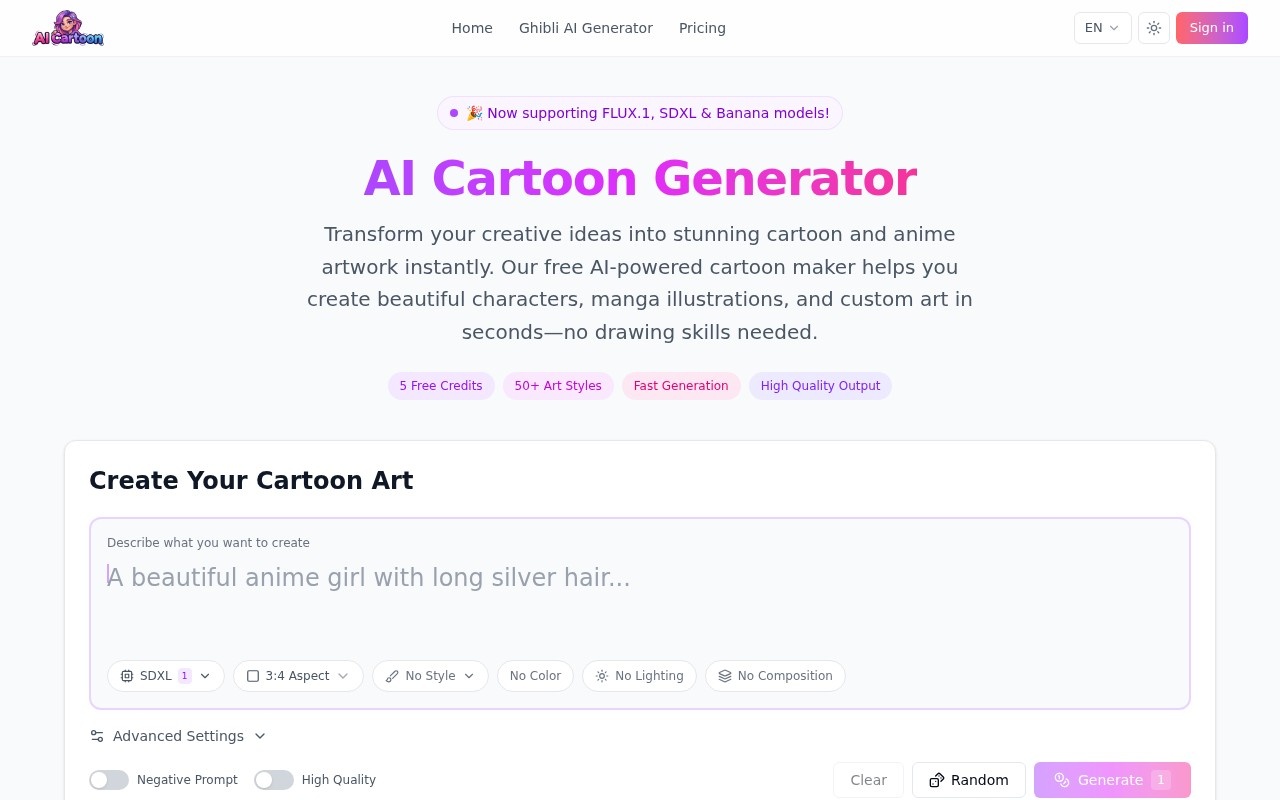 AI Cartoon Generator官网截图
