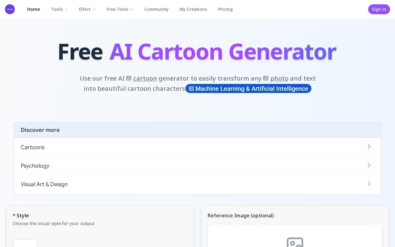 AICartoonGenerator.org官网截图