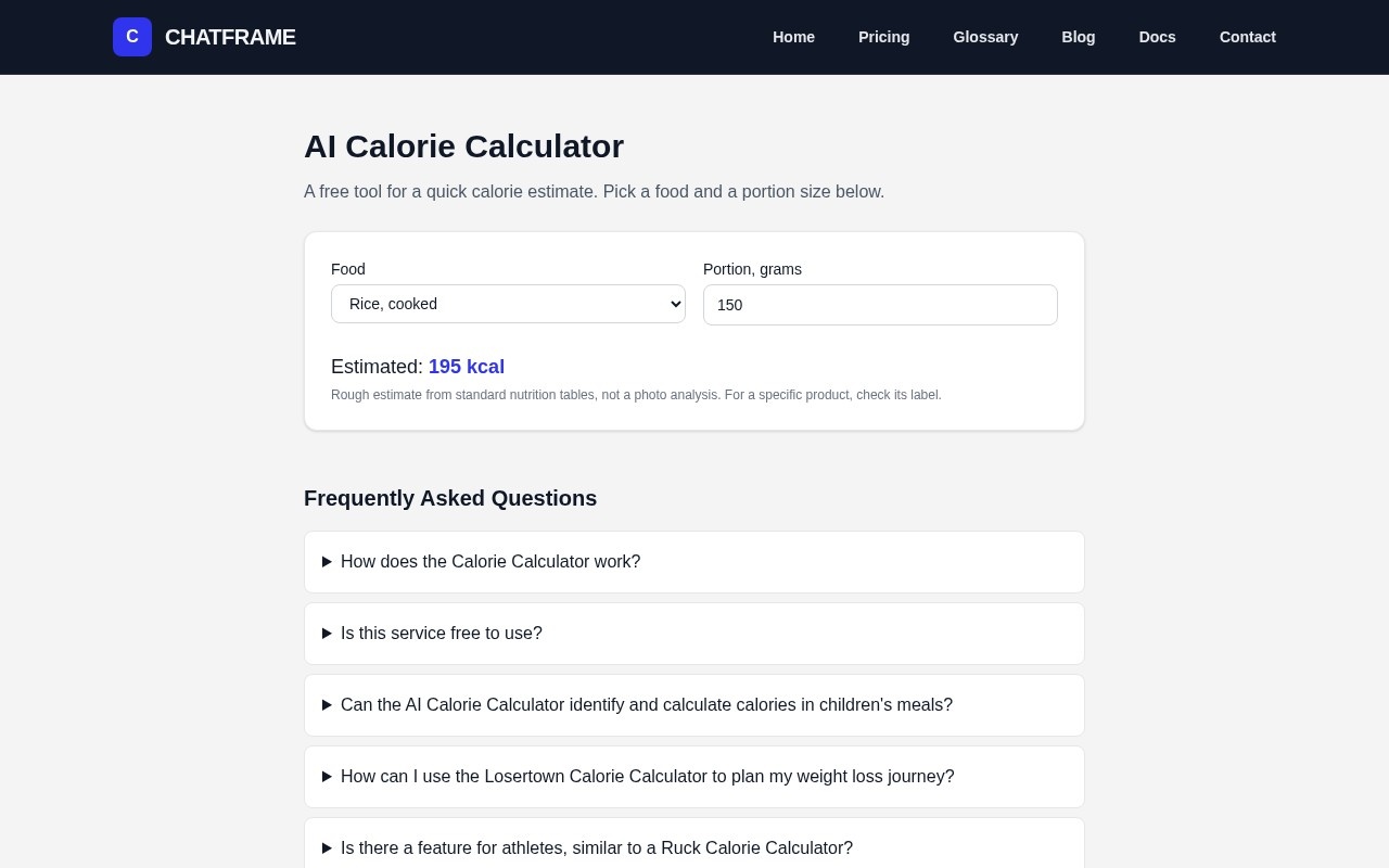 AI Calorie Calculator官网截图
