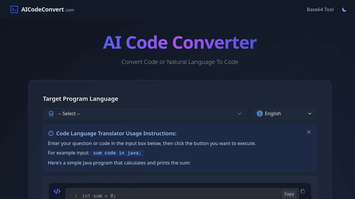 AI Code Convert官网截图