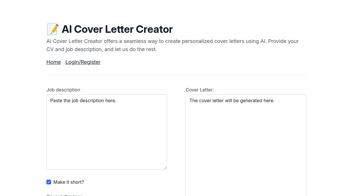 AI Cover Letter Creator官网截图