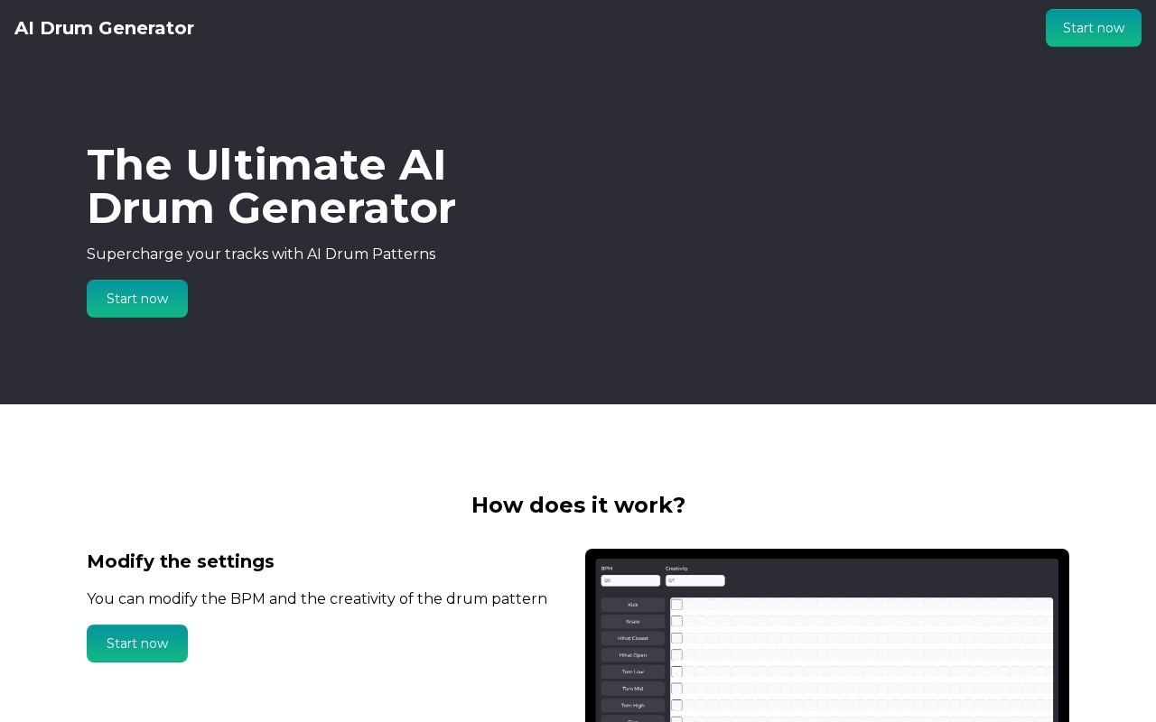 AI Drum Generator官网截图