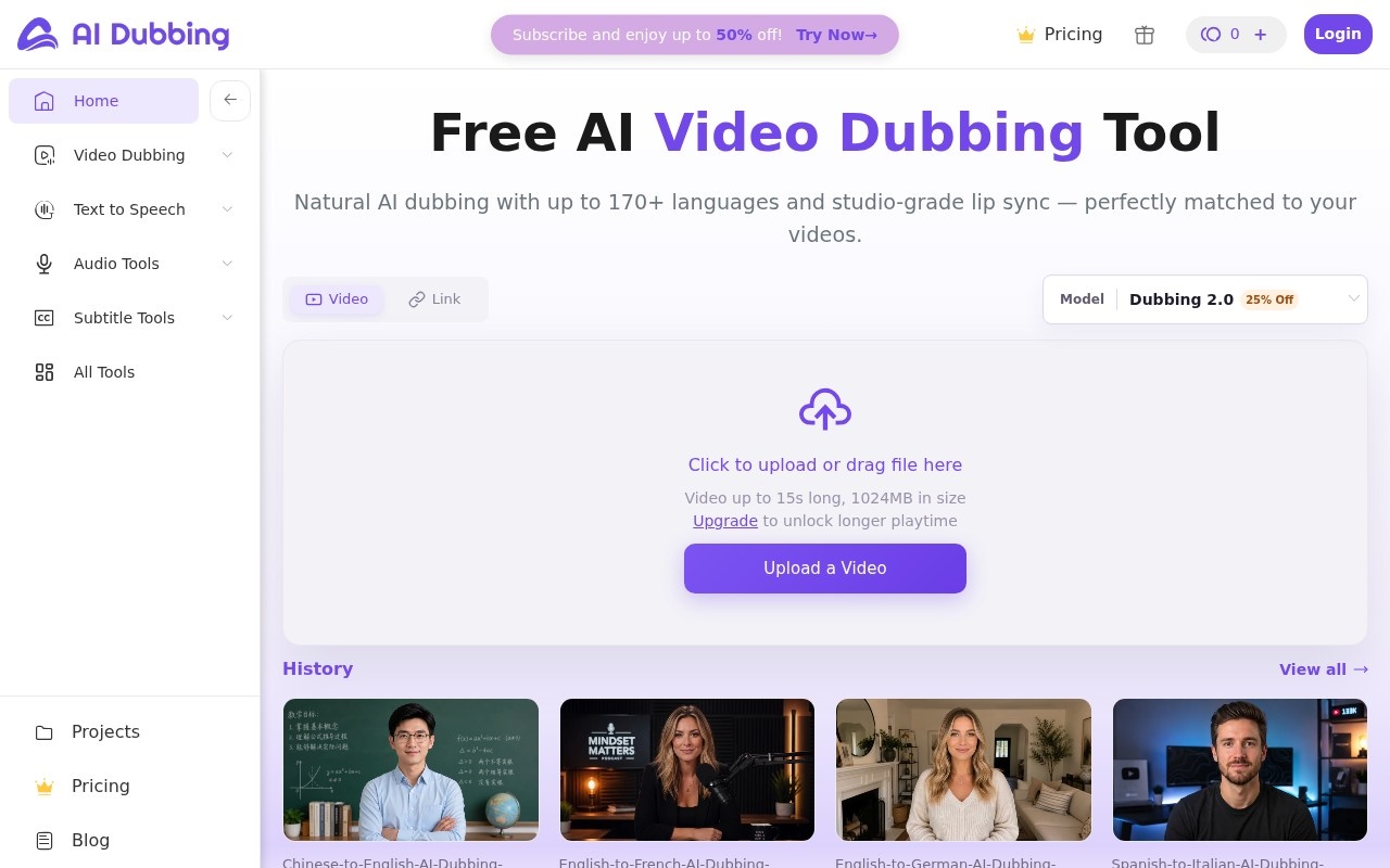 AI Dubbing官网截图