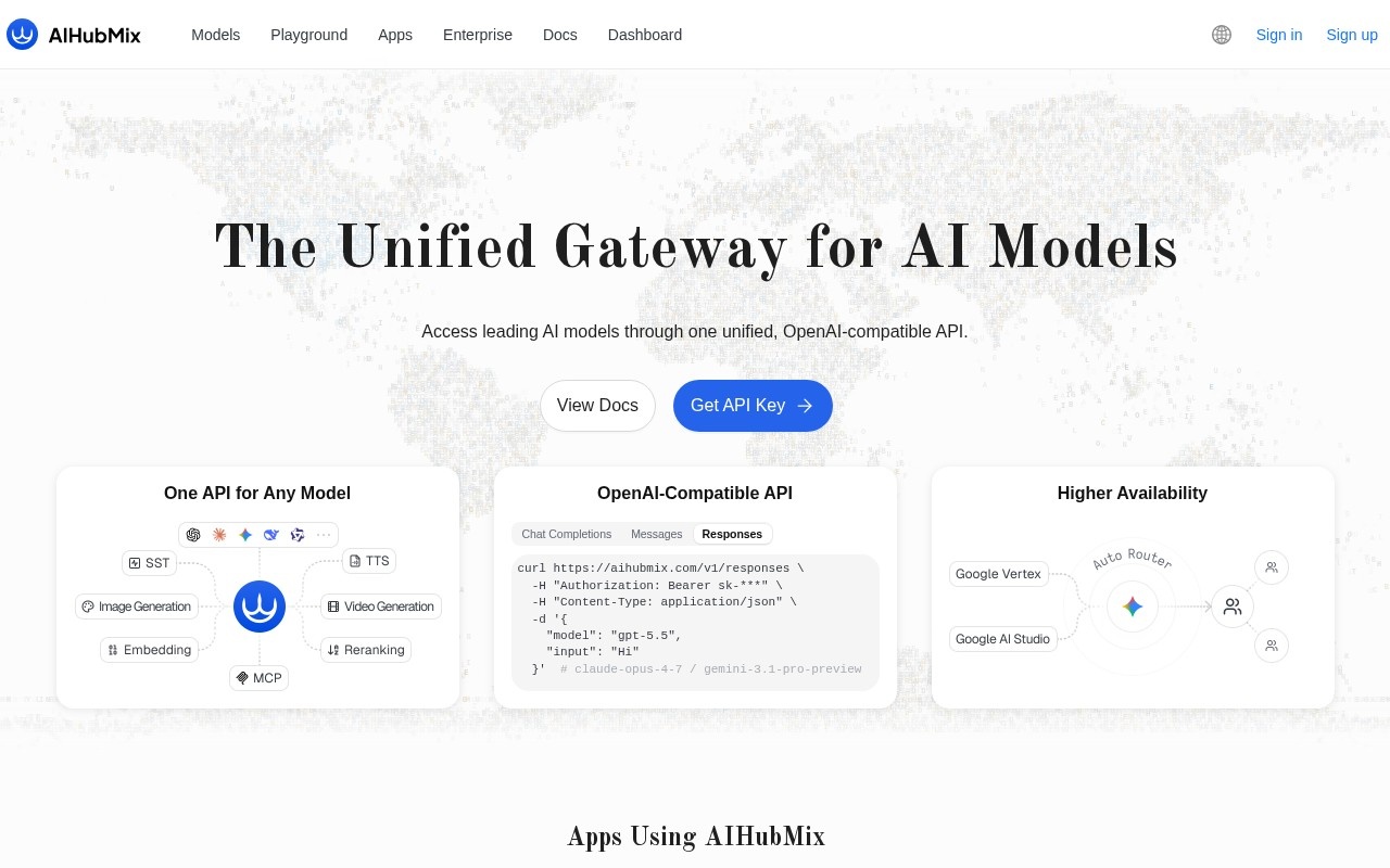 AiHubMix推理时代官网截图