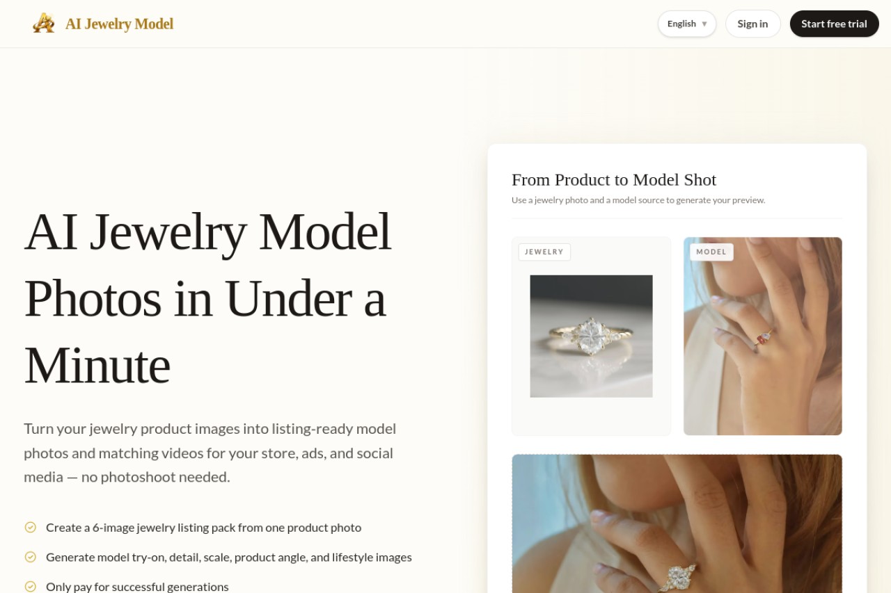 AI Jewelry Model官网截图