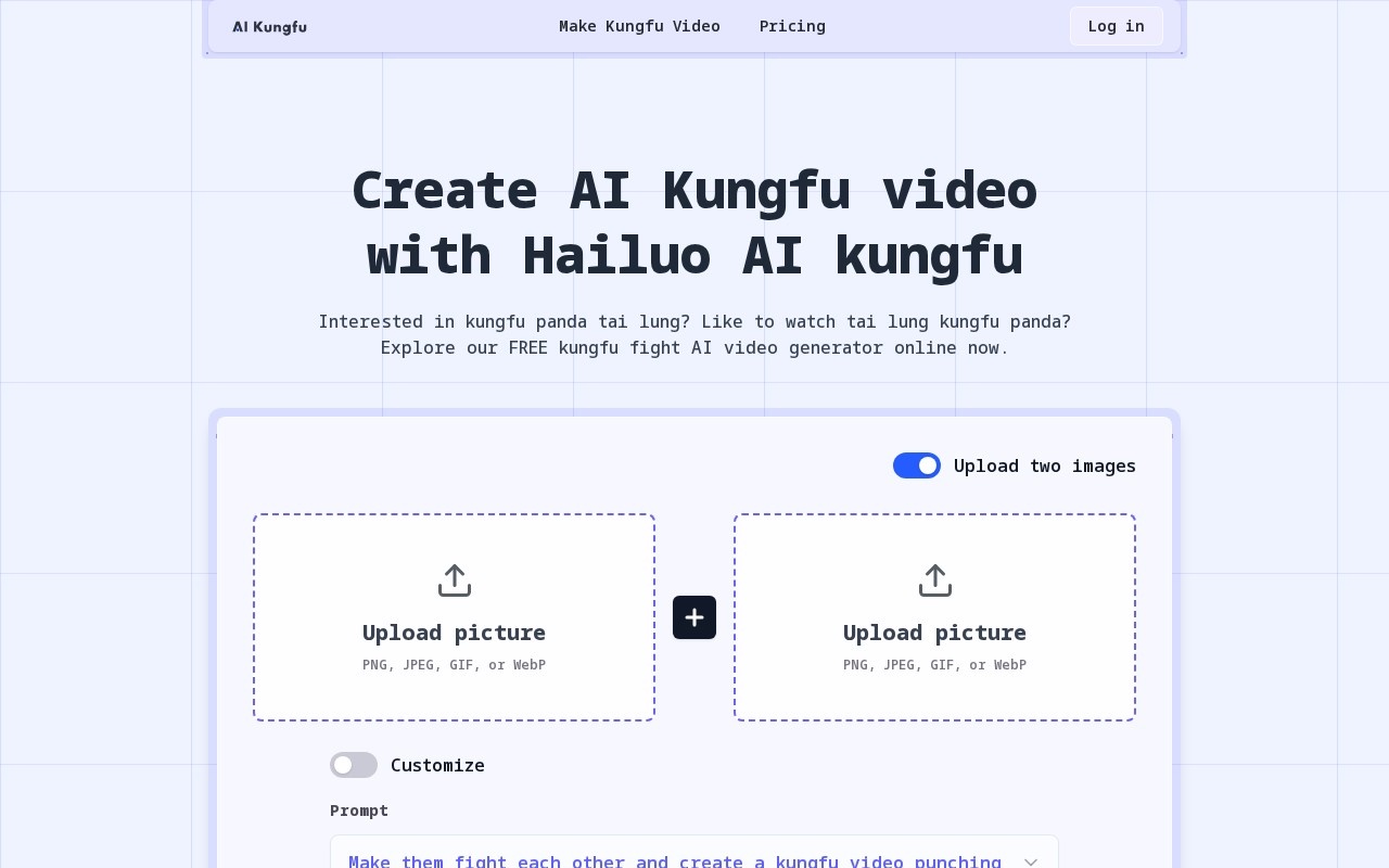 AI Kungfu Video Generator官网截图