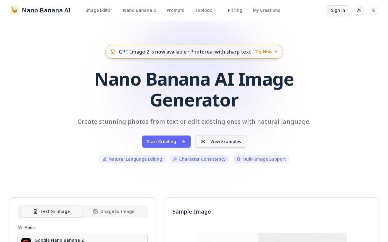Nano Banana AI — AI Image Generator & Editor官网截图
