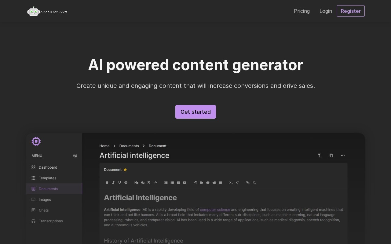 Ai Pakistani官网截图