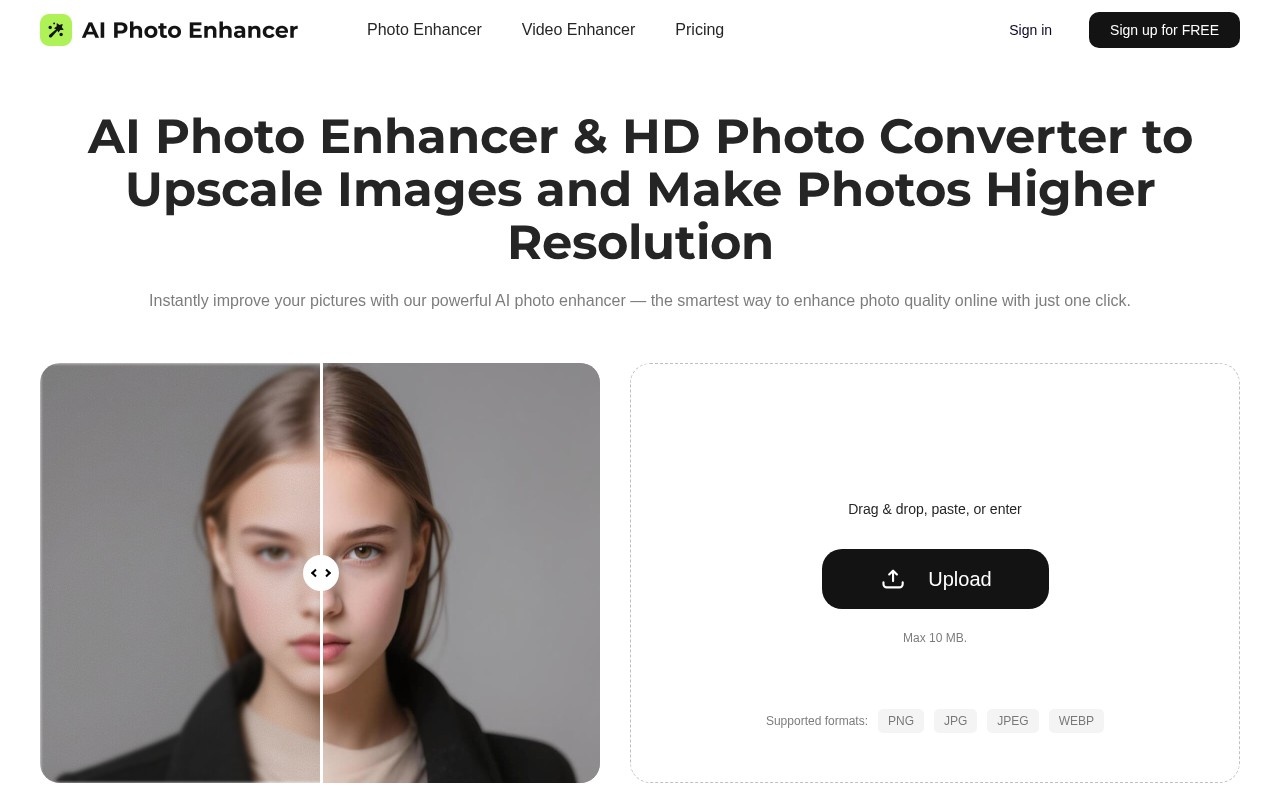 AI Photo Enhancer官网截图