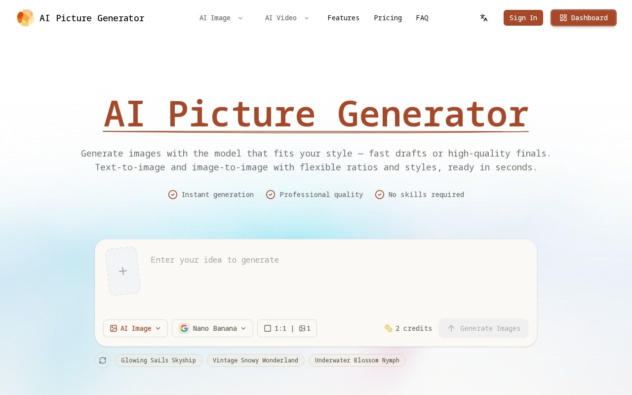 AI Picture Generator官网截图