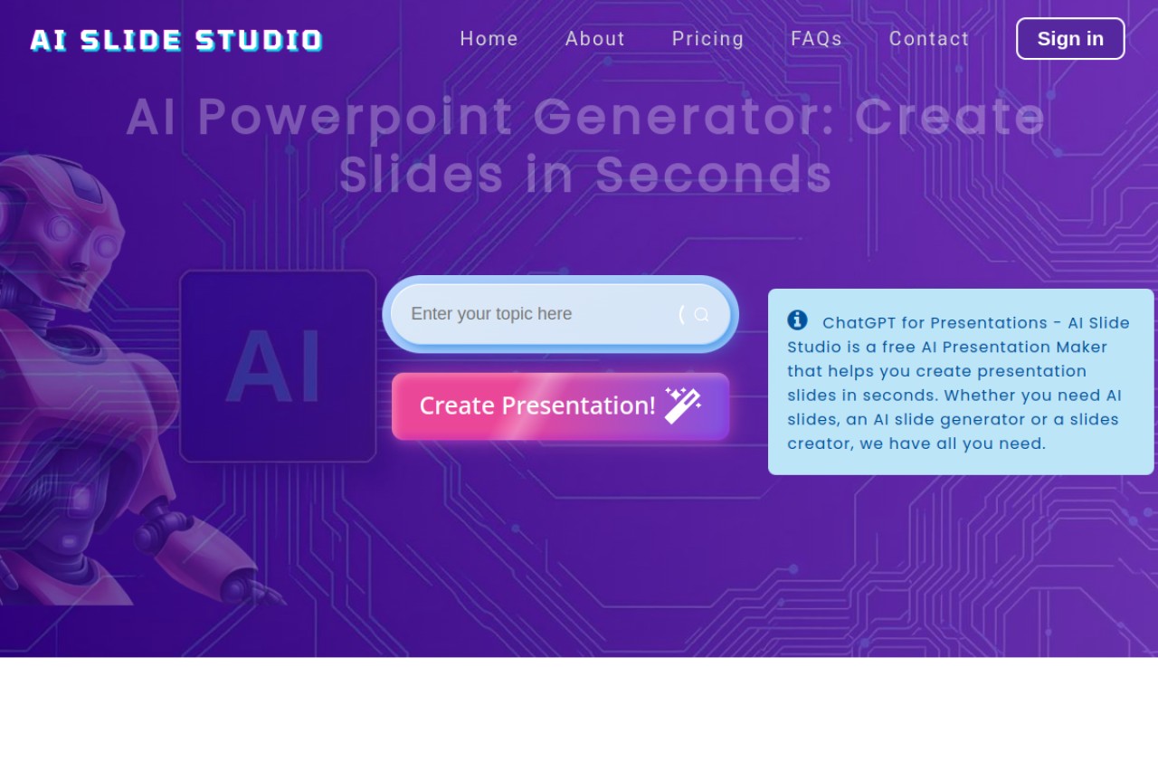 AI Slide Studio官网截图