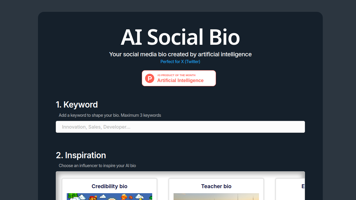 AI Social Bio官网截图