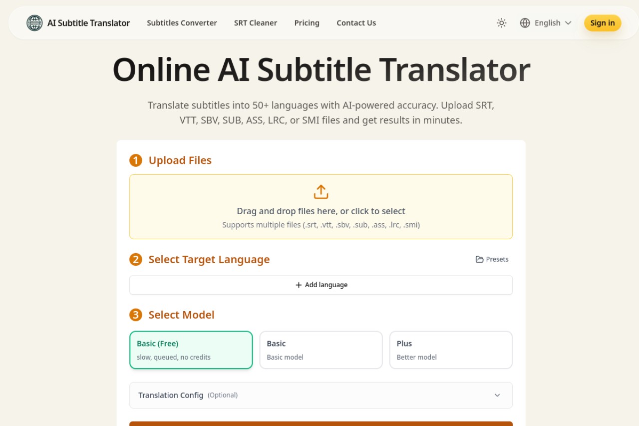 AI Subtitle Translator官网截图