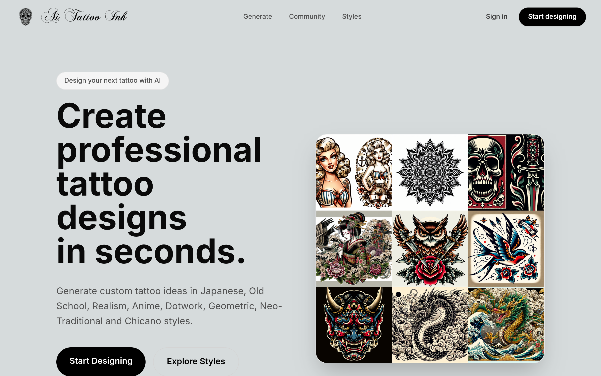 AI Tattoo Ink官网截图