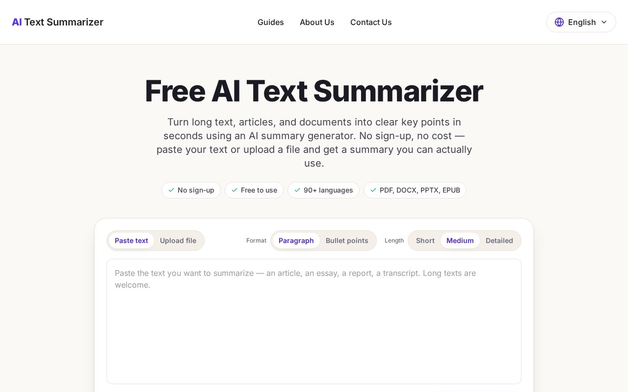 AI Text Summarizer官网截图