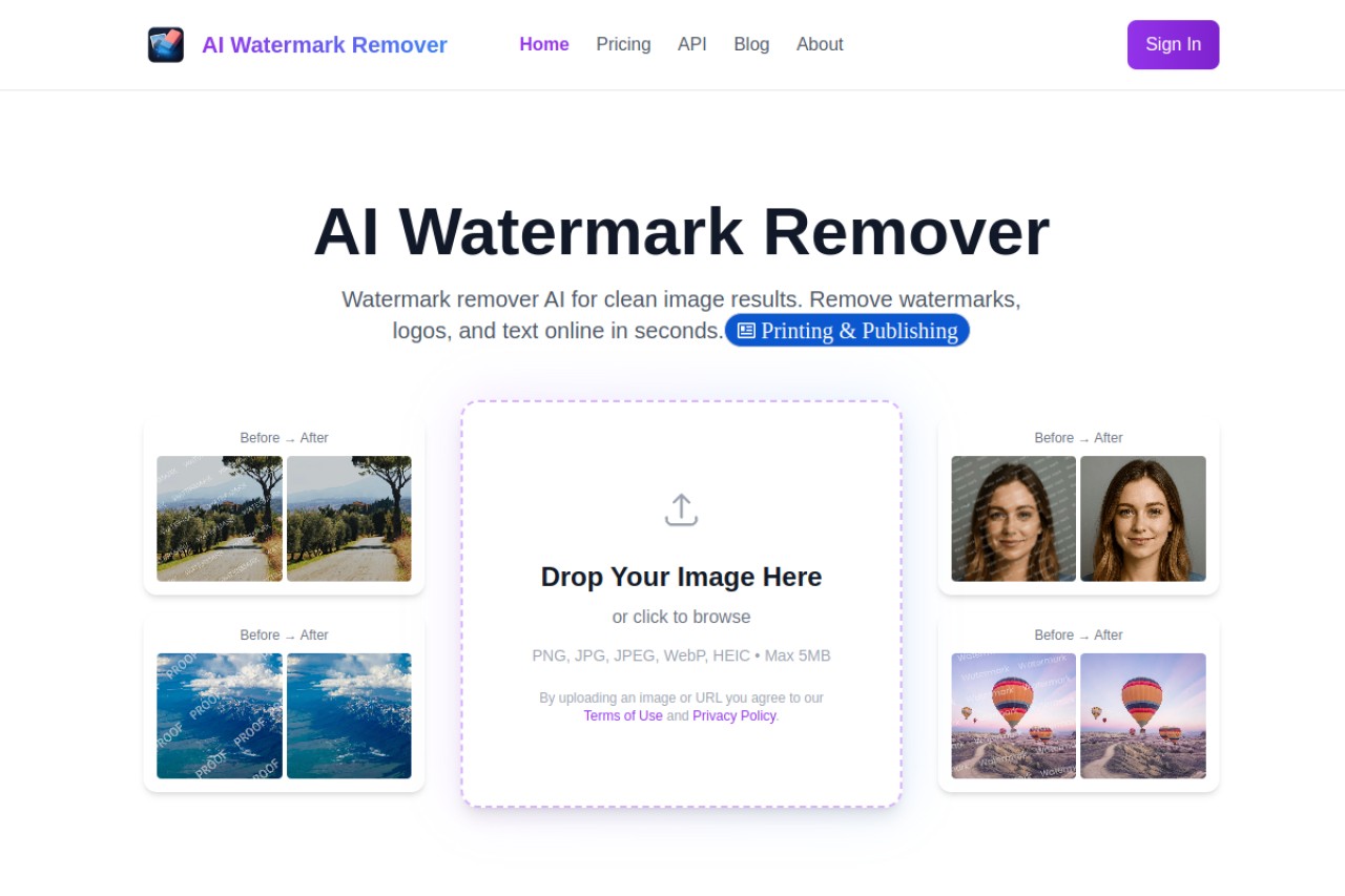 Ai Watermark Remover官网截图