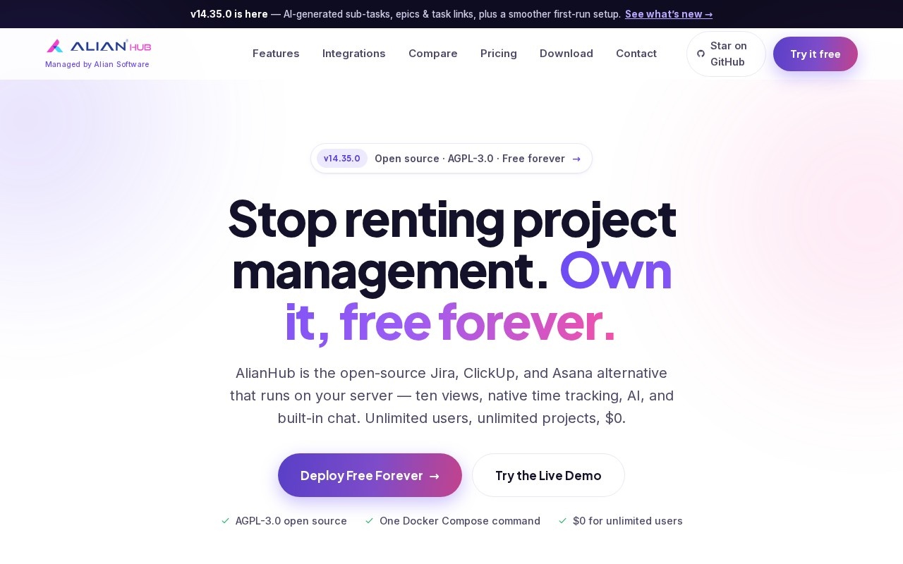 Alian Hub官网截图