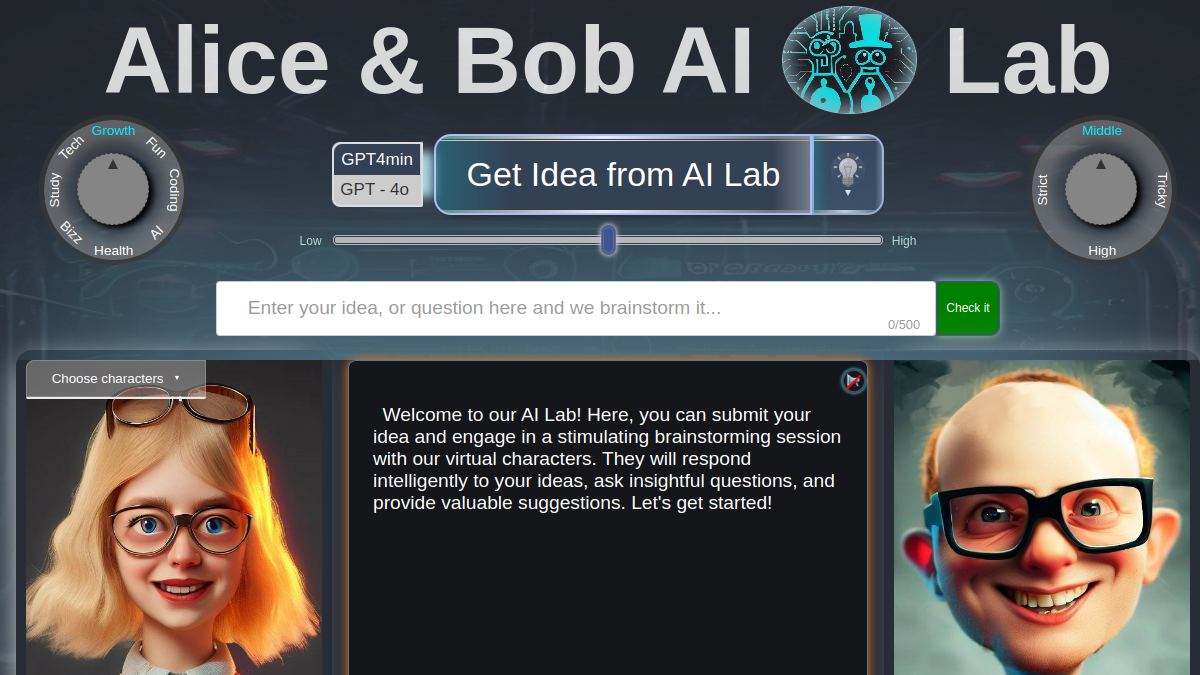 Alice and Bob AI Brainstorm Lab官网截图
