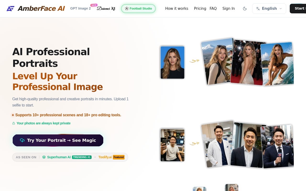 AmberFace AI官网截图