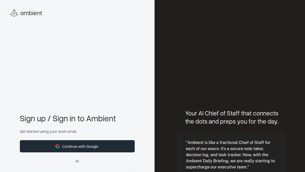 Ambient官网截图