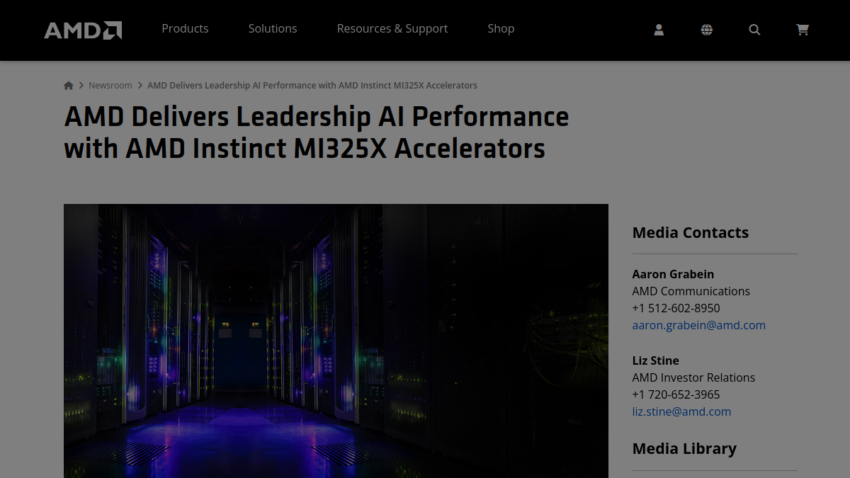 AMD Instinct MI325X Accelerators官网截图
