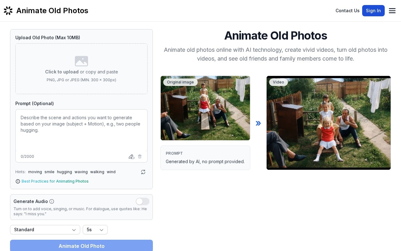 Animate Old Photos官网截图