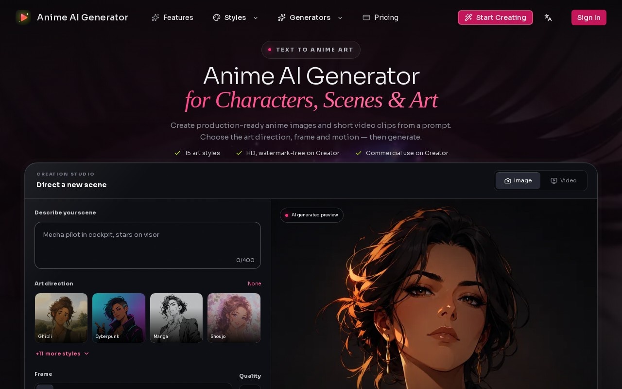 Anime AI Generator官网截图