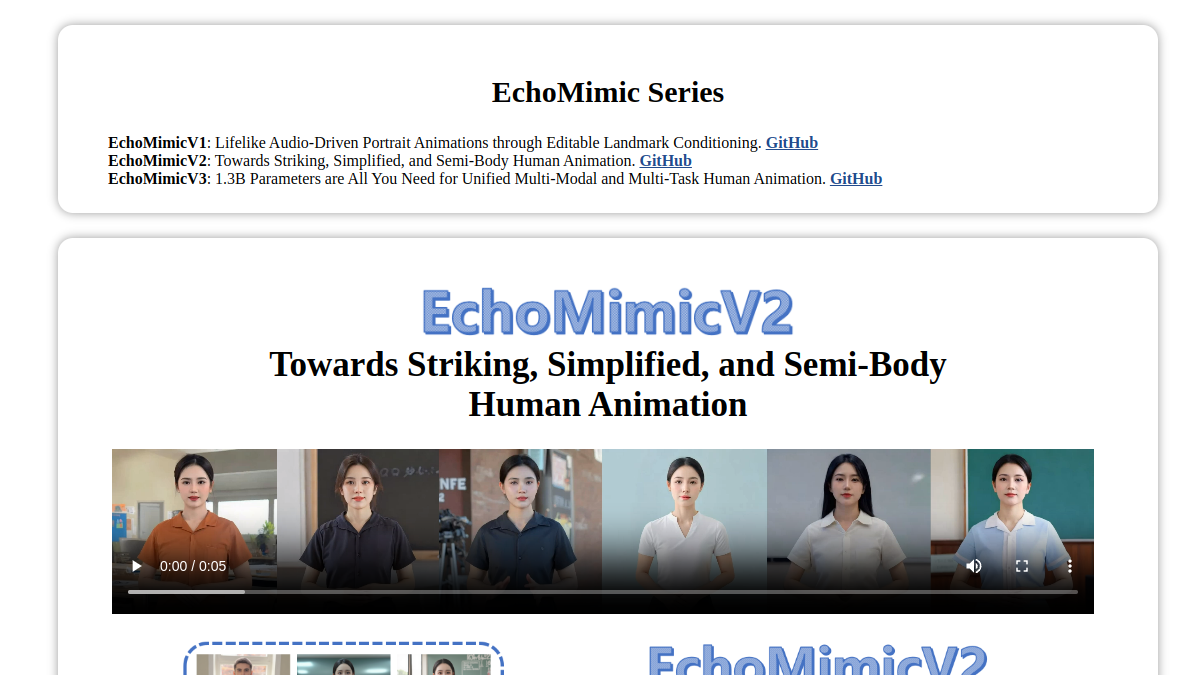 EchoMimicV2官网截图