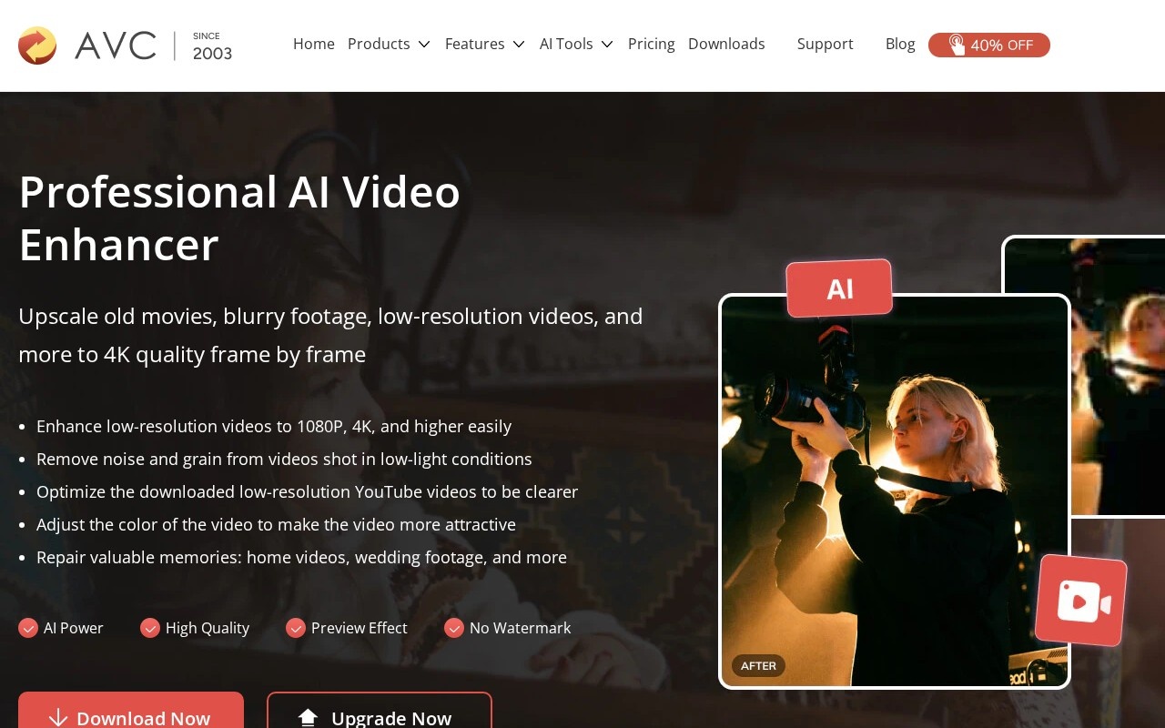 Any Video Converter AI Video Enhancer官网截图