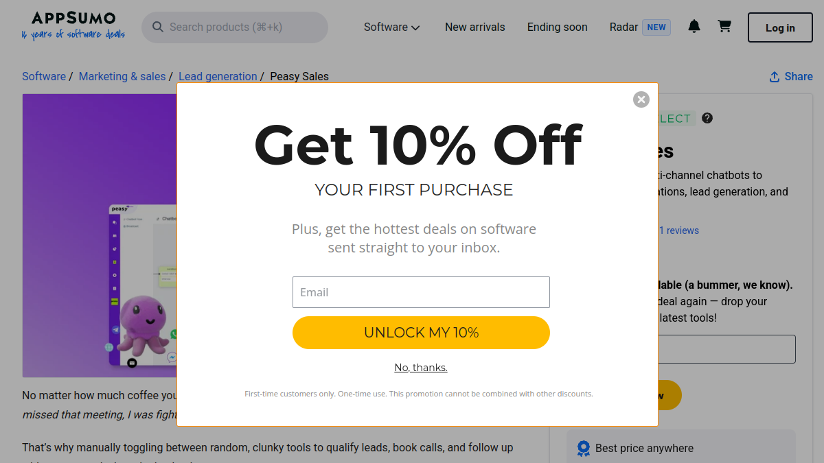 Peasy Sales官网截图
