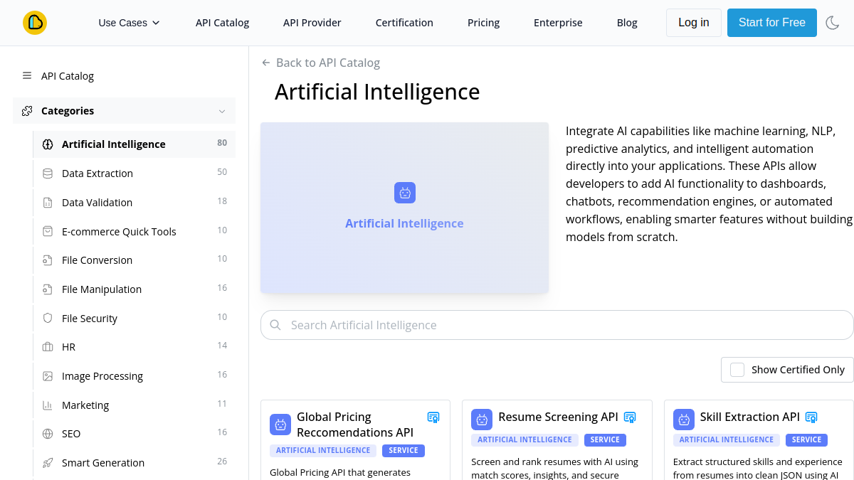 ApyHub AI APIs官网截图