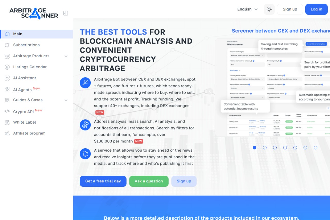 ArbitrageScanner.io官网截图