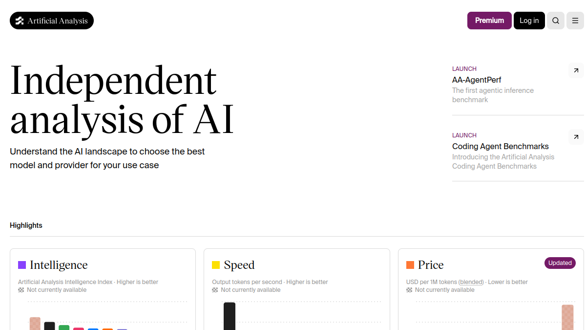 Artificial Analysis官网截图