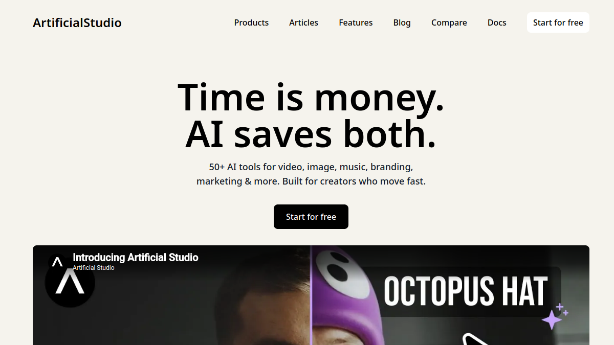 Artificial Studio官网截图