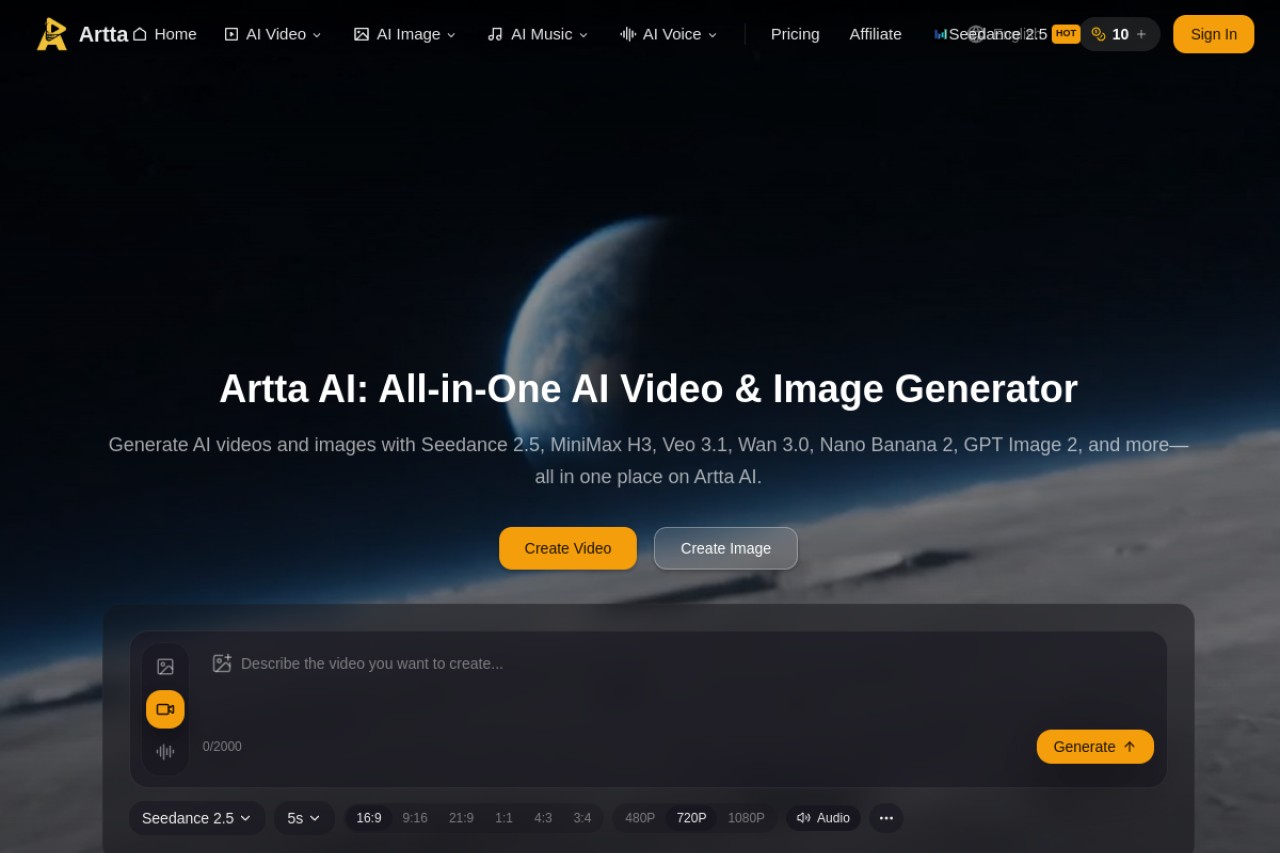 Artta AI官网截图