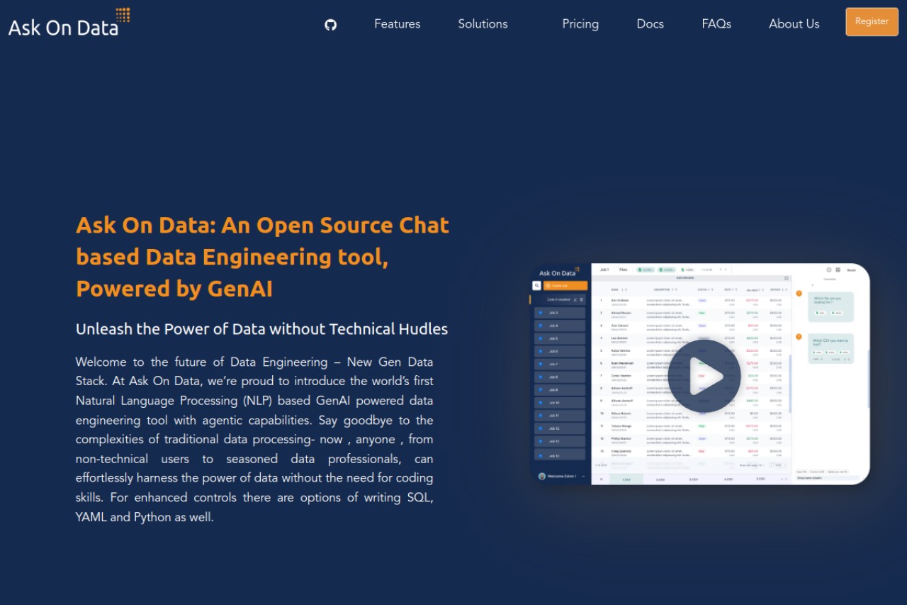 Ask On Data官网截图