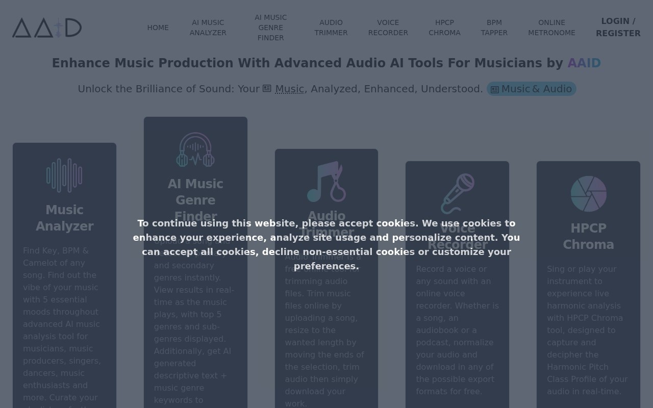 Audio AI Dynamics - AAID官网截图