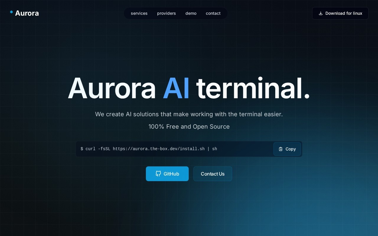Aurora Terminal Agent官网截图